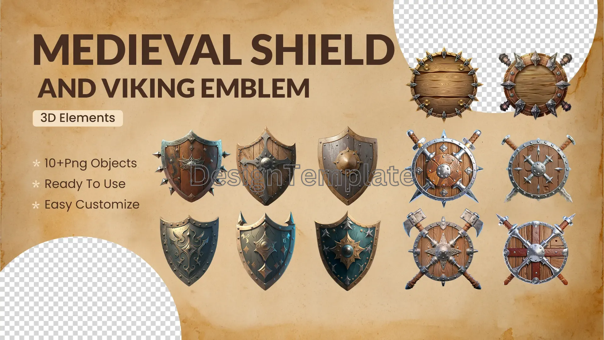 Ancient Armory 3D Medieval Shields and Viking Emblems Pack image
